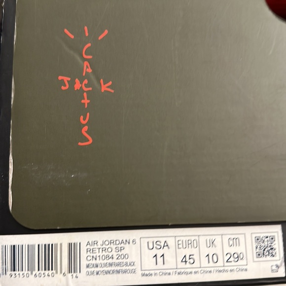 Air Jordan Retro 6 Cactus Jack Travis Scott Sneakers men size 11 CN1084-200 - Picture 8 of 10